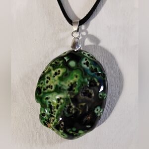 Green Fire Agate Rough Pendant